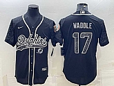 Men's Miami Dolphins #17 Jaylen Waddle Black Reflective With Patch Cool Base Stitched Baseball Jersey,baseball caps,new era cap wholesale,wholesale hats